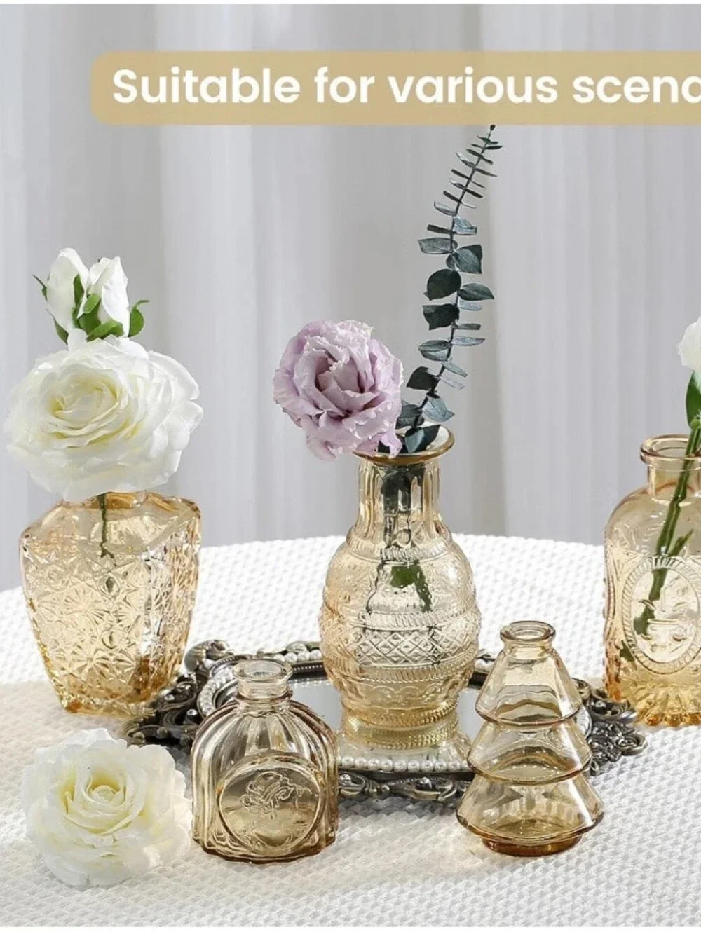 Amber Glass Decorative Vases Set - Home Accents